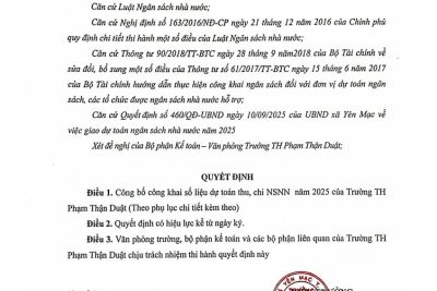 CÔNG BỐ CÔNG KHAI DỰ TOÁN NSNN NĂM 2025